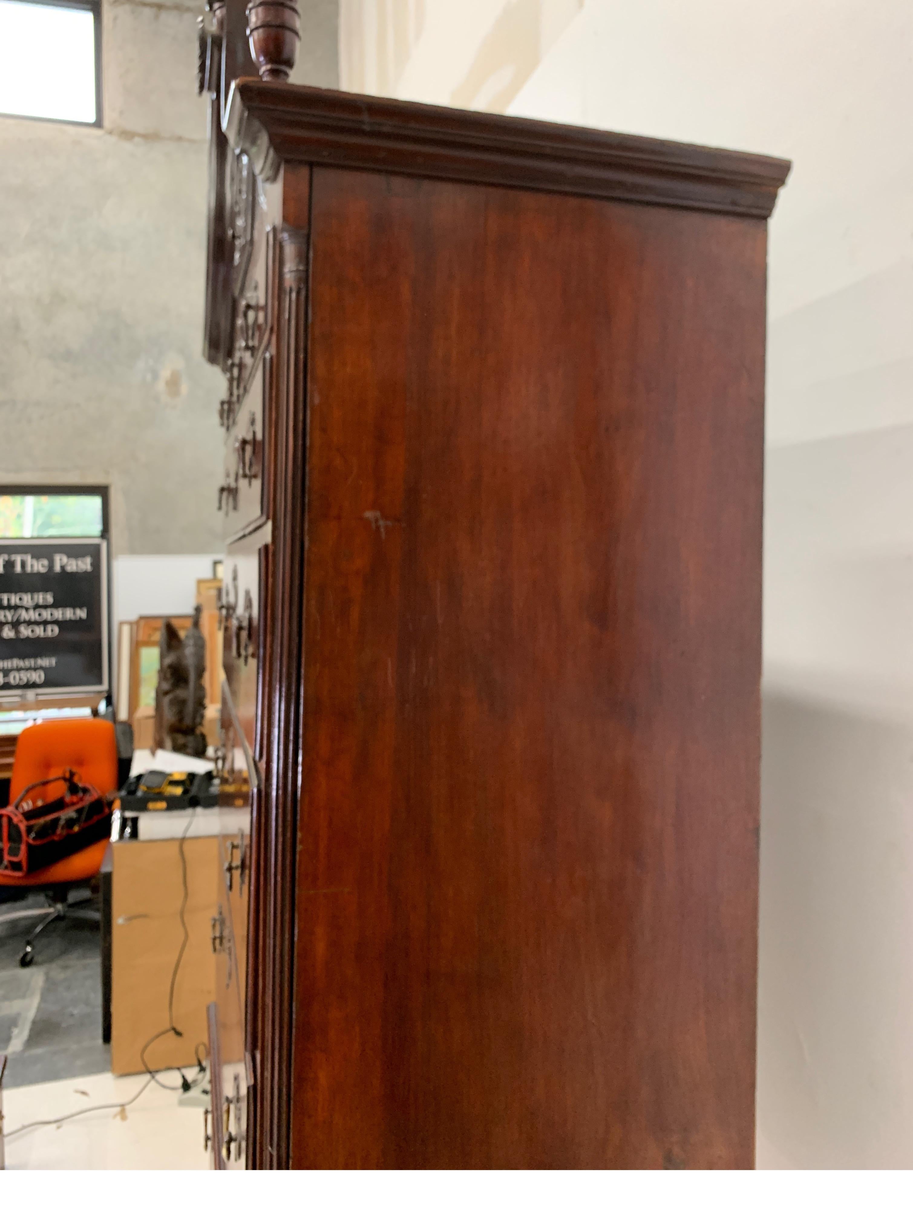 1880s Mahogany Chippendale Style Highboy with Flame Finials 5