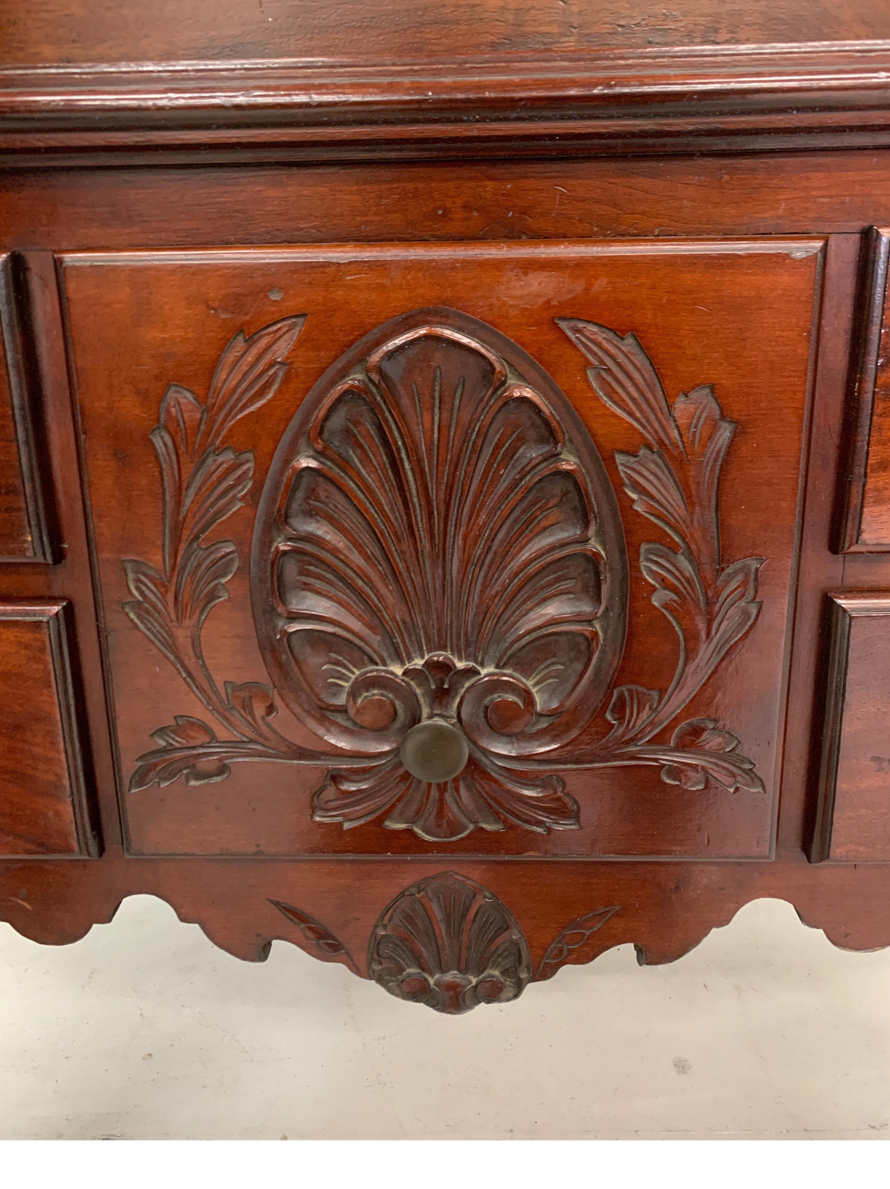 1880s Mahogany Chippendale Style Highboy with Flame Finials 1