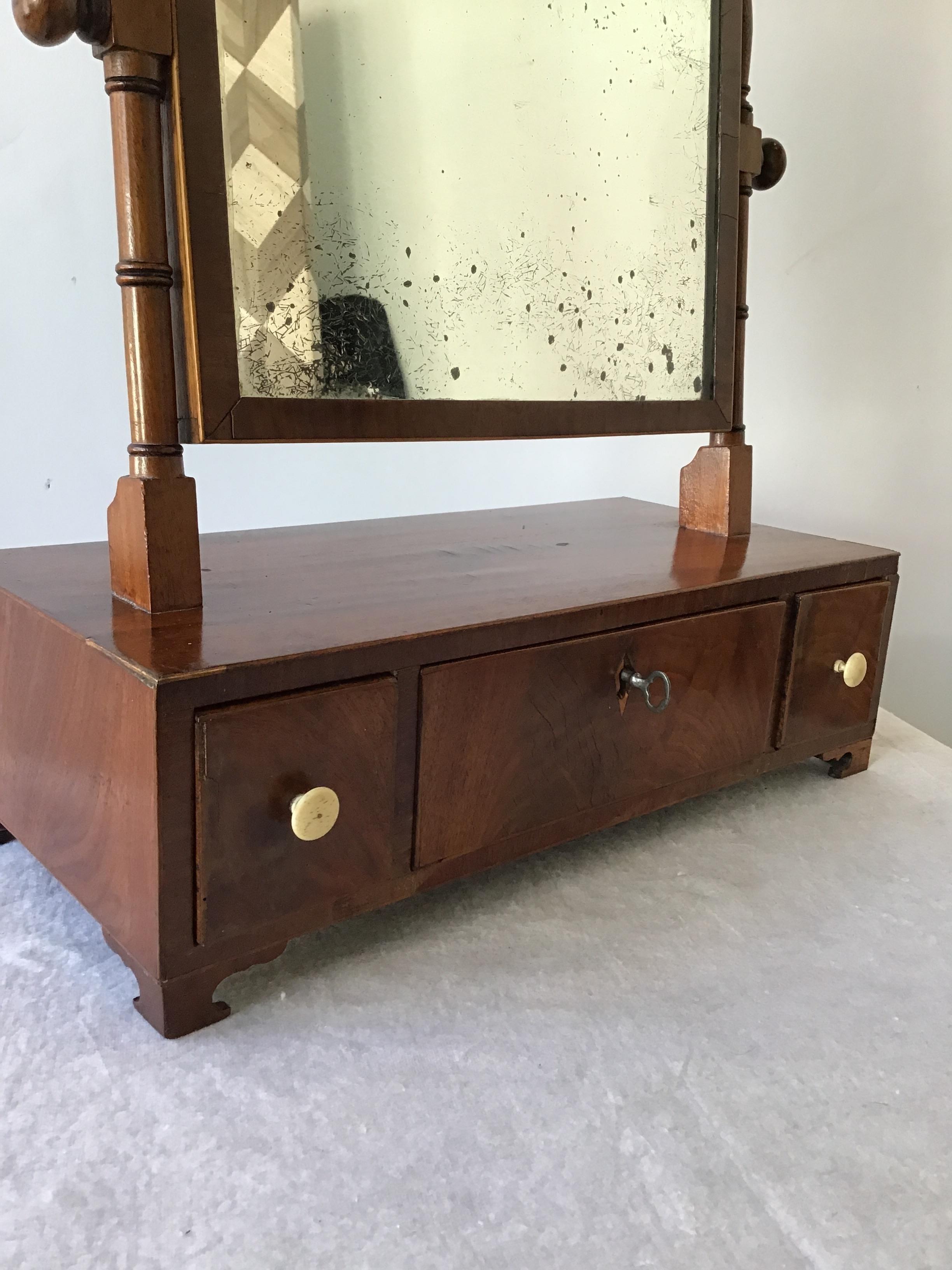 Wood 1880s Mahogany Shaving Mirror For Sale