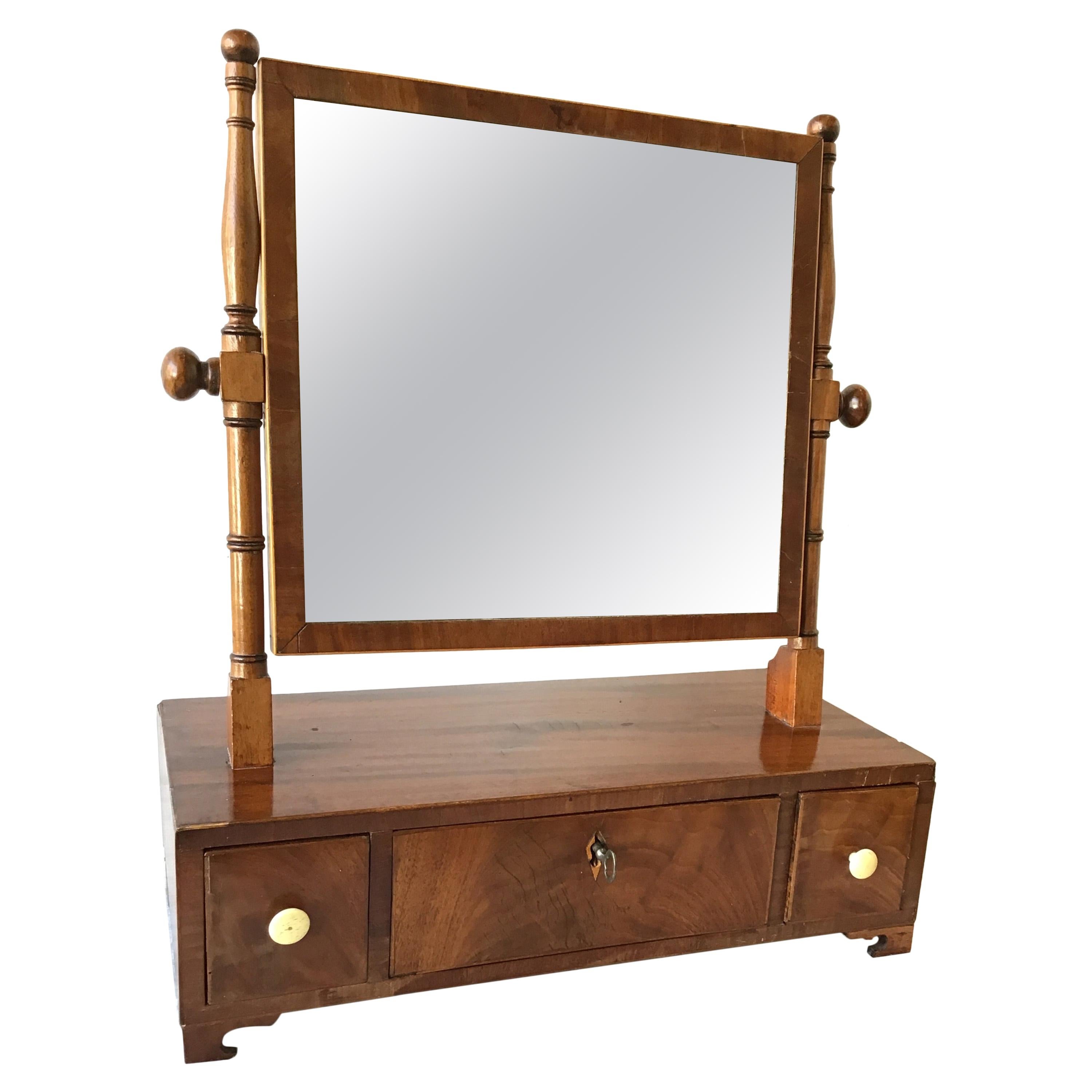 1880s Mahogany Shaving Mirror For Sale