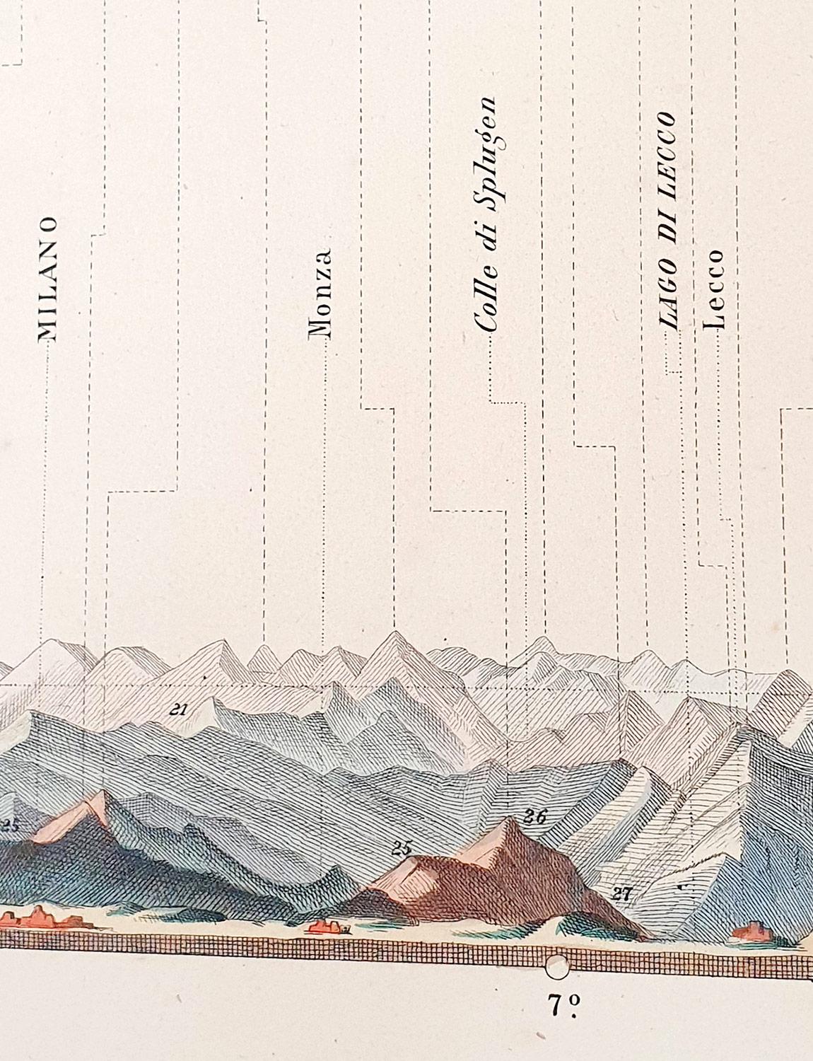 Etched 1880s Map of The Italian Alps from Milan to Lake Garda For Sale