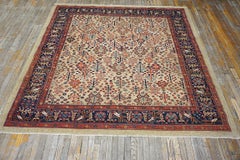 Antiker quadratischer Bakshaiesh-Teppich aus den 1880er Jahren, beige, mit Lebensbaum- und Stammesmotiven