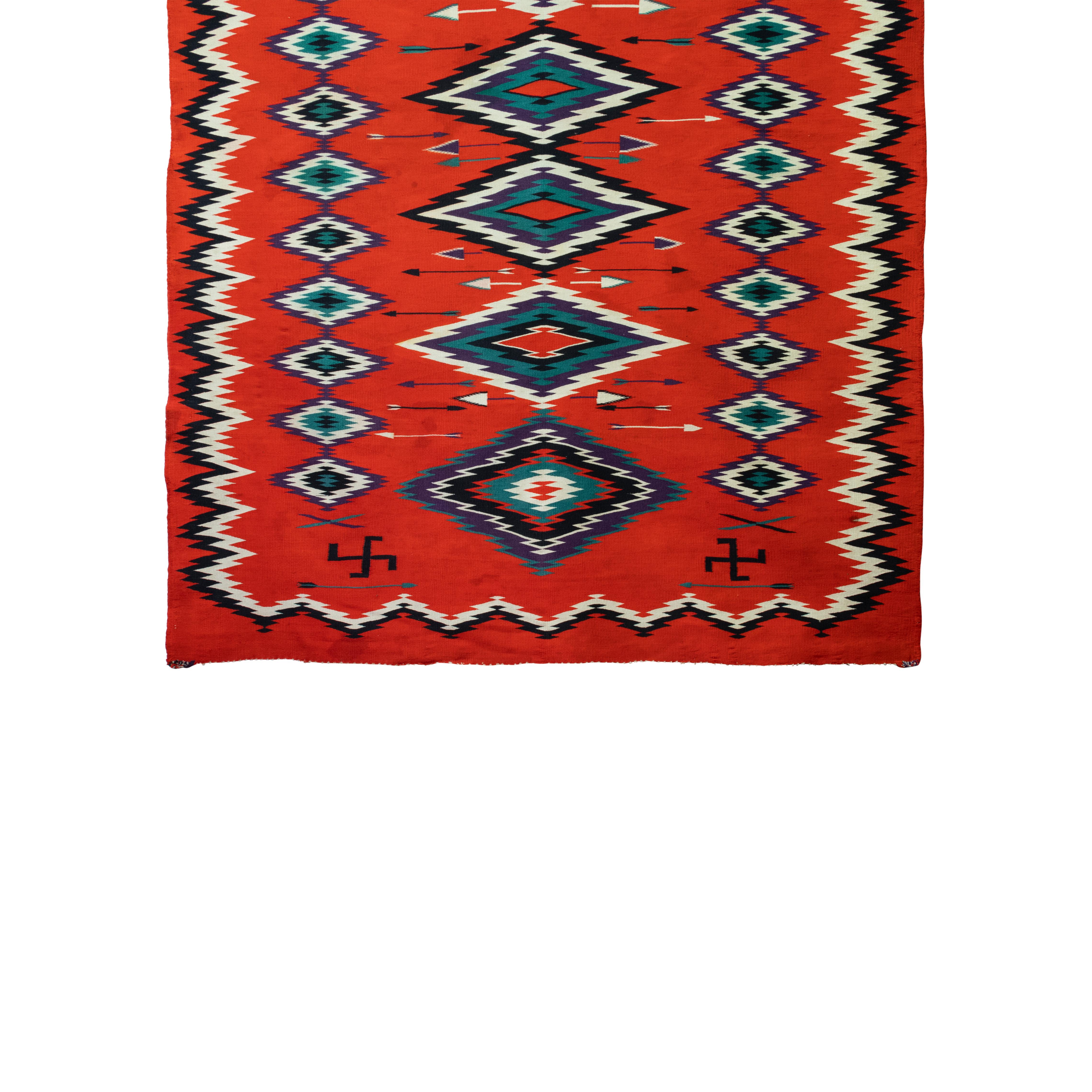 Native American 1880s Navajo Pictorial Germantown Weaving For Sale