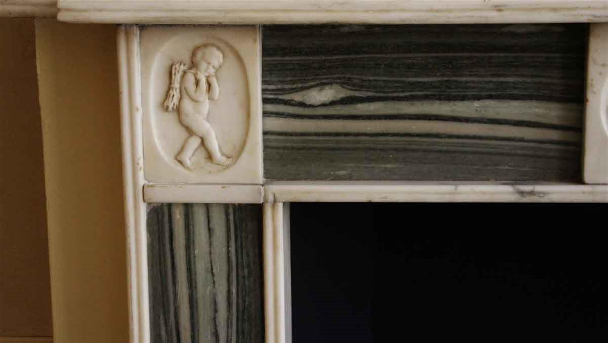 Late 19th Century Green White Marble Mantel Waldorf Astoria Hotel English Regency For Sale
