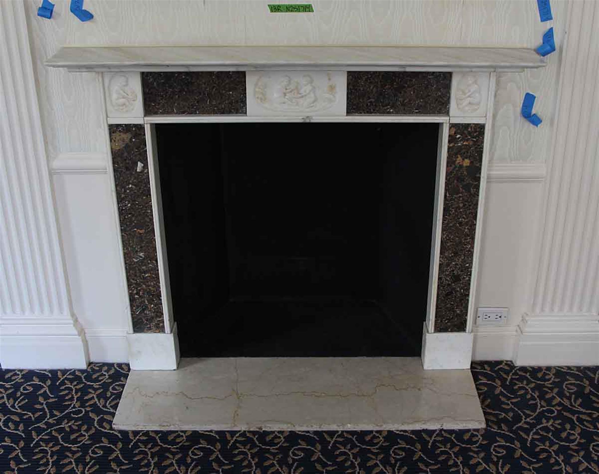Inset Fossil Marble  Mantel Waldorf Astoria Hotel English Regency In Good Condition For Sale In New York, NY