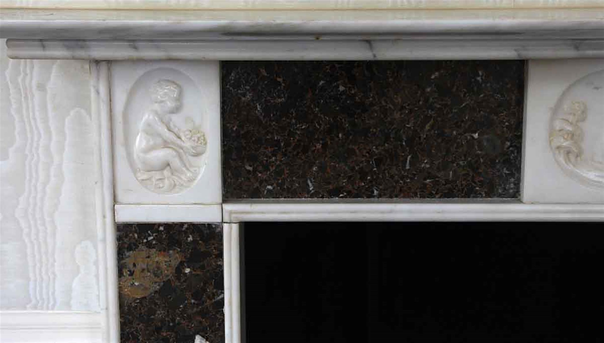 Late 19th Century Inset Fossil Marble  Mantel Waldorf Astoria Hotel English Regency For Sale