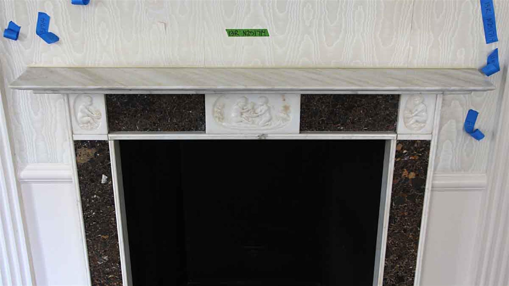 Inset Fossil Marble  Mantel Waldorf Astoria Hotel English Regency For Sale 1