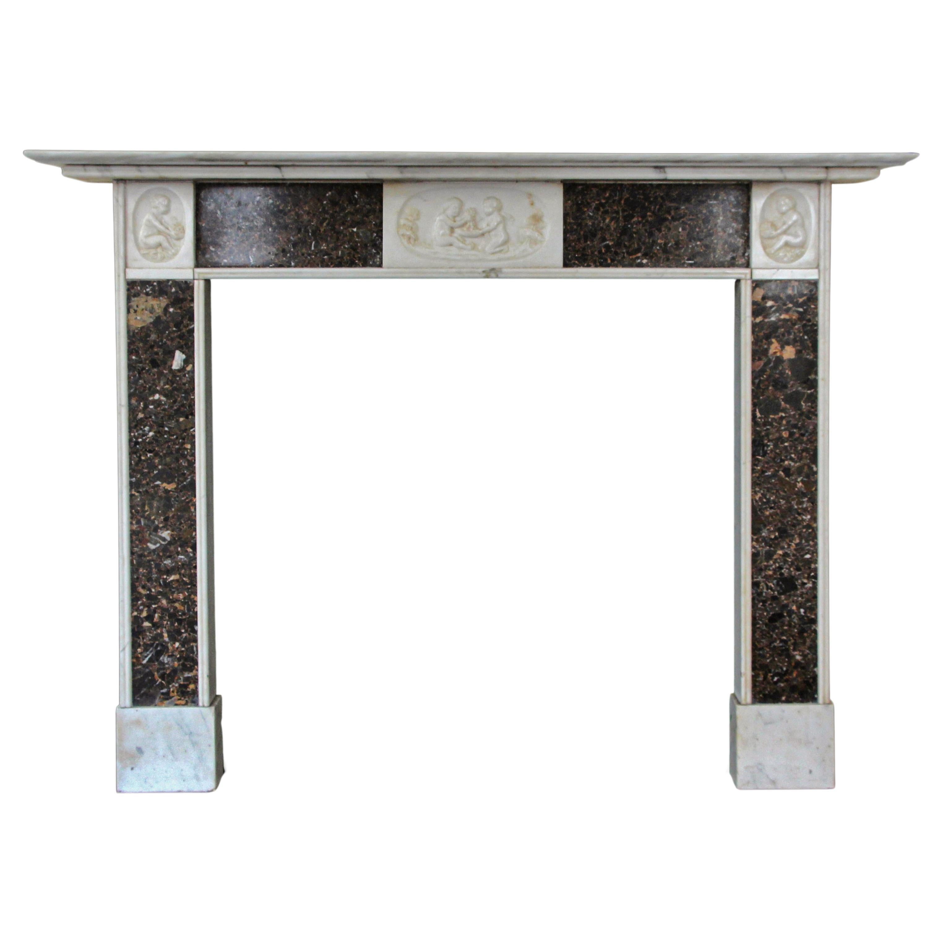 Inset Fossil Marble  Mantel Waldorf Astoria Hotel English Regency For Sale