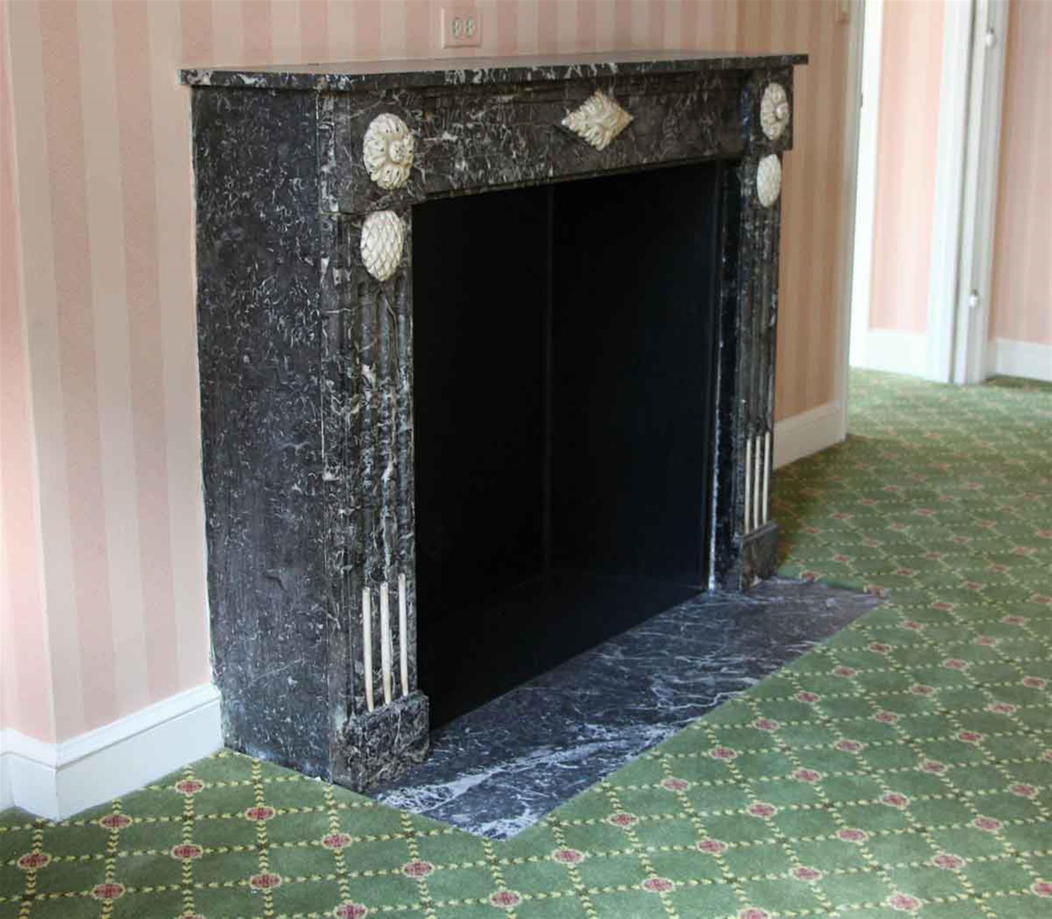 Floral French Regency Gray Marble Mantel Waldorf Astoria Hotel  In Good Condition For Sale In New York, NY