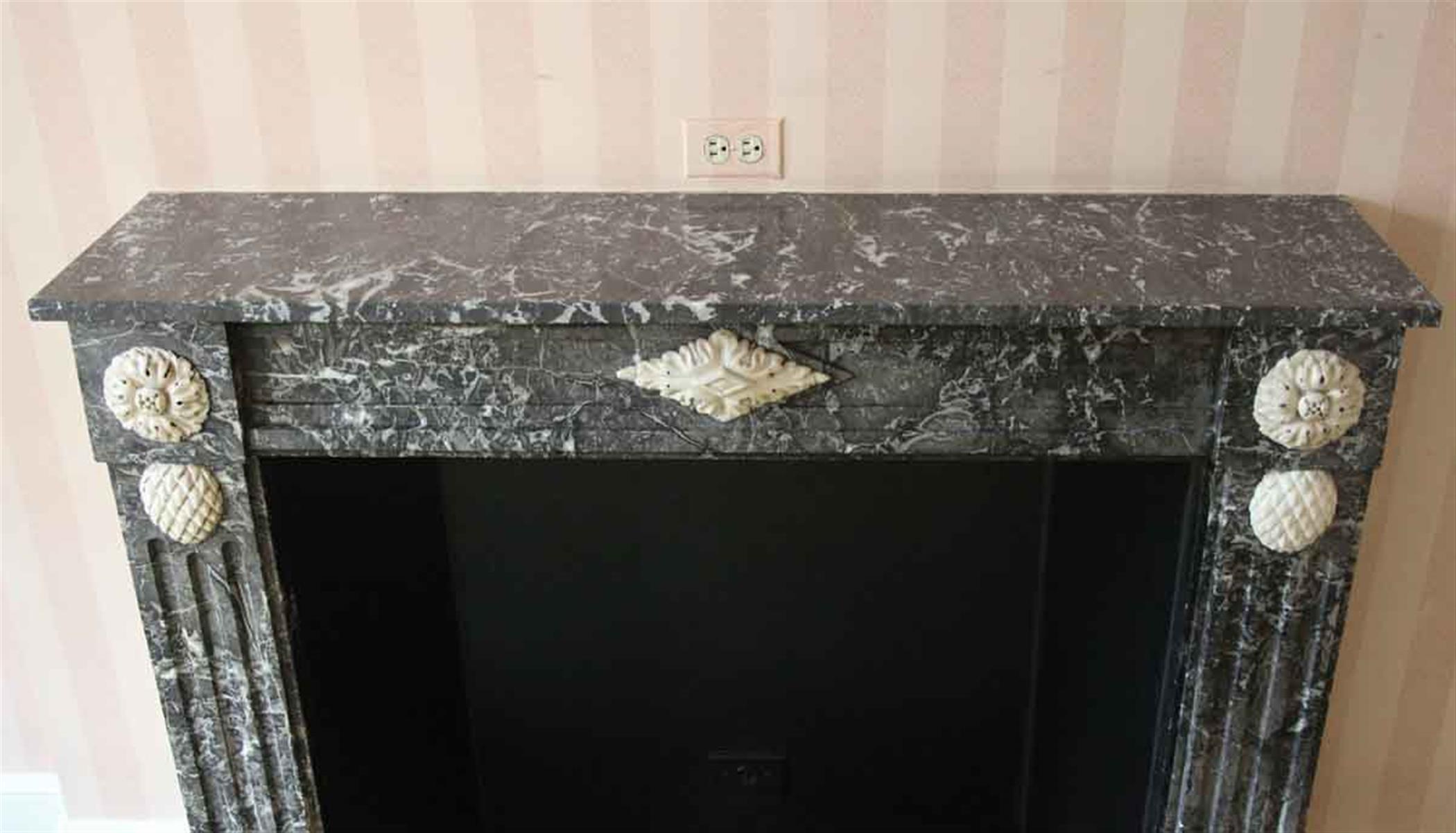 Floral French Regency Gray Marble Mantel Waldorf Astoria Hotel  For Sale 1