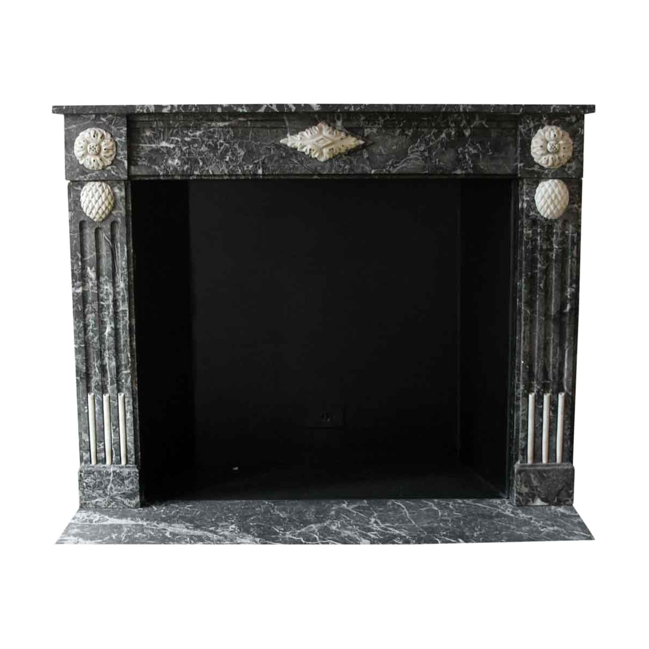 Floral French Regency Gray Marble Mantel Waldorf Astoria Hotel  For Sale