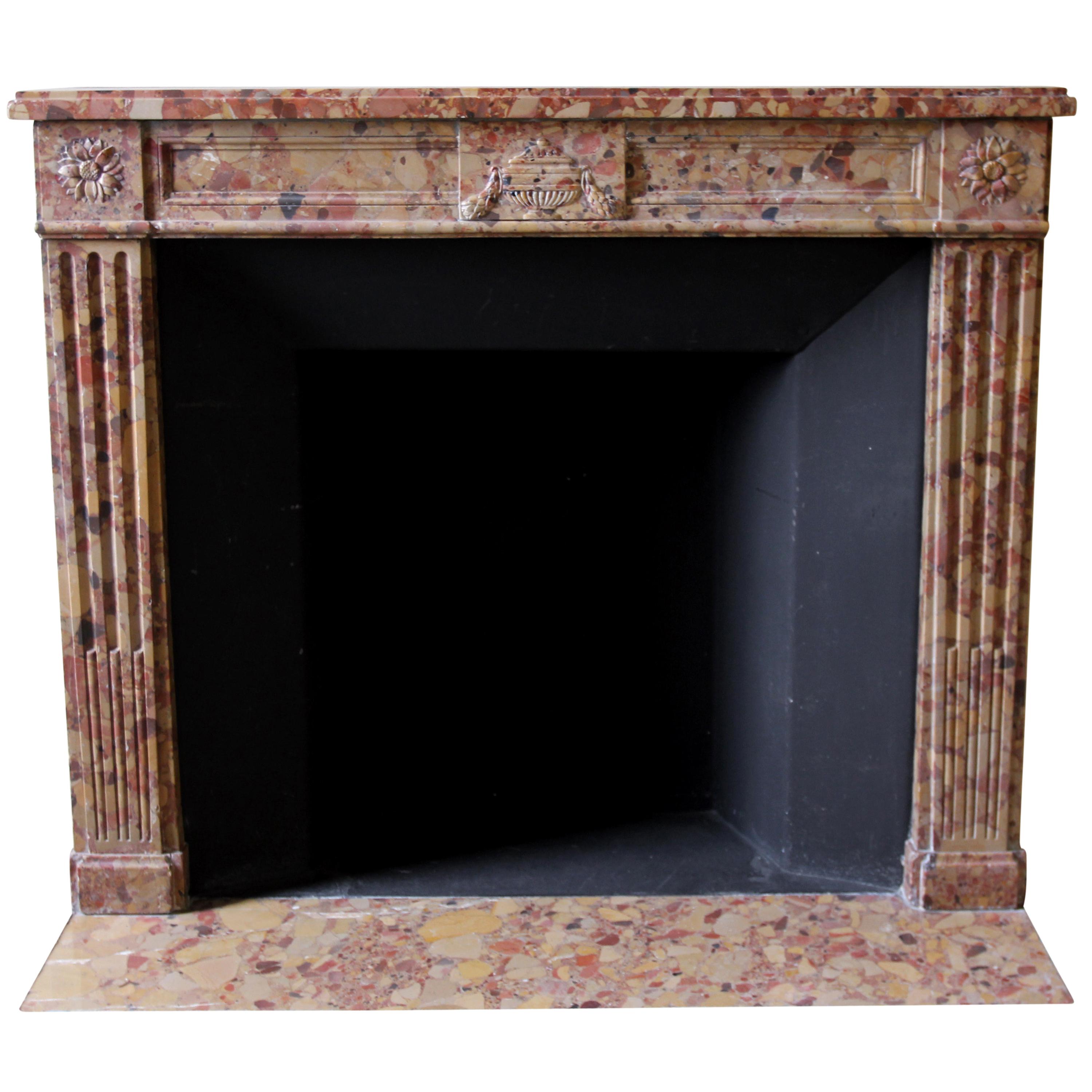 1880s NYC Waldorf Astoria Hotel Yellow Breche Marble Mantel from Suite 40Y