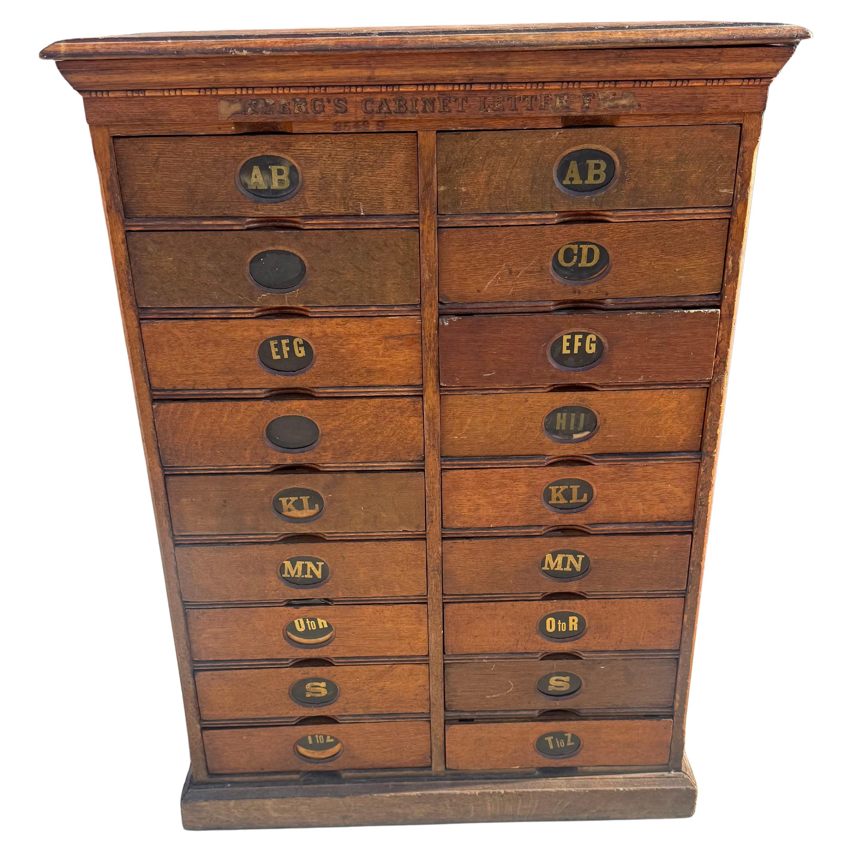 1880
s Oak Antique Industrial 18 Drawer Library / file Cabinet Amberg
s Imperal For Sale