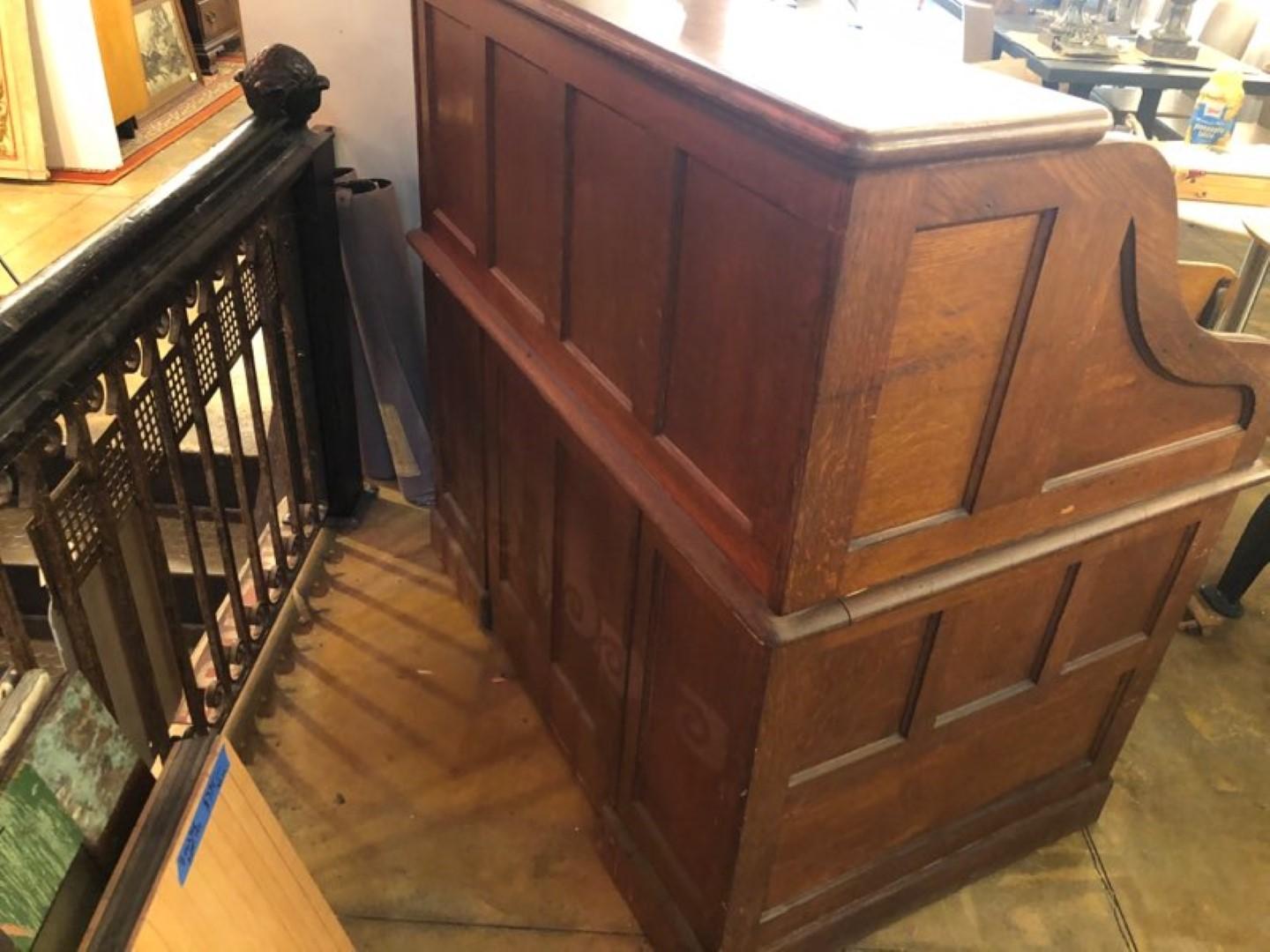 Wood 1880s Oak Roll Top Desk with Seven Drawers and Neat Cubbyhole Storage