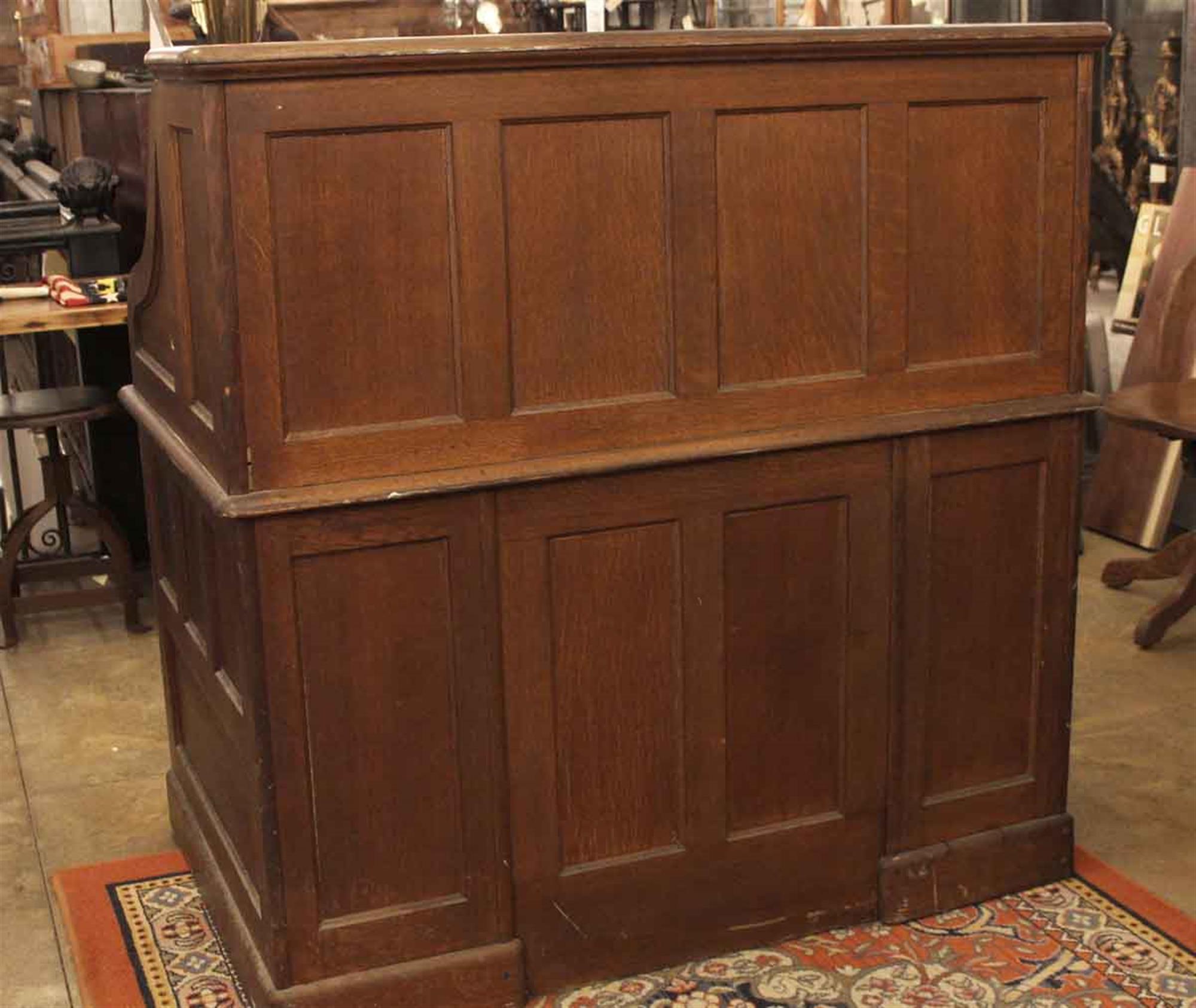 Industrial 1880s Oak Roll Top Desk with Seven Drawers and Neat Cubbyhole Storage