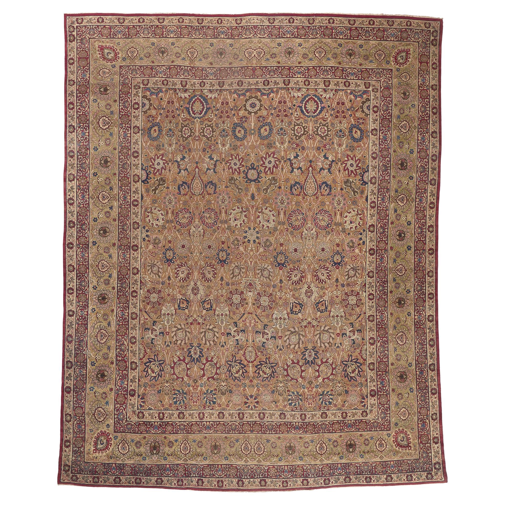 1880er Jahre übergroßer antiker persischer Kermanshah-Teppich im Angebot