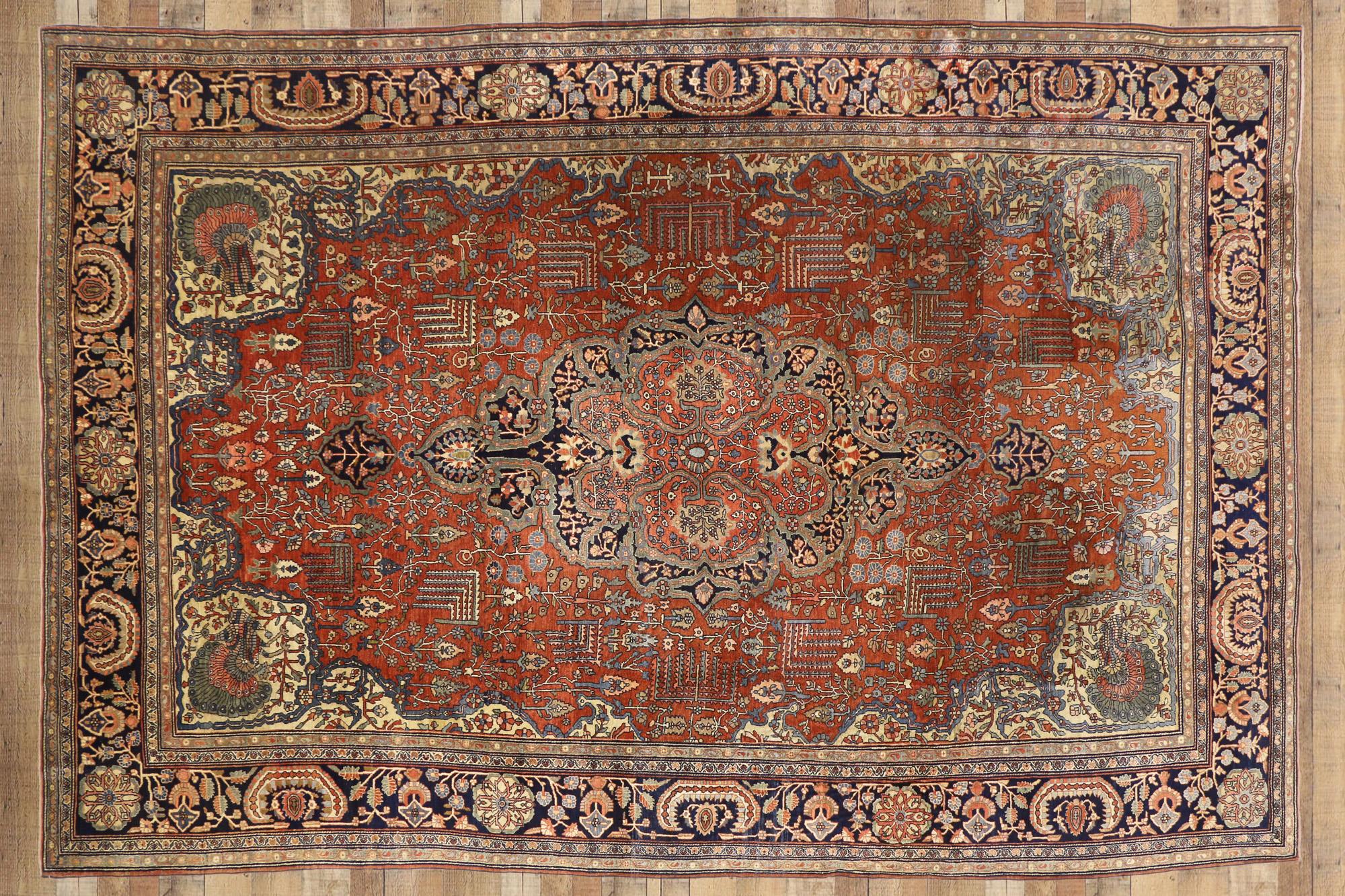 Tappeto persiano Sarouk Farahan del 1880, 09'00 x 13'02 in vendita 2