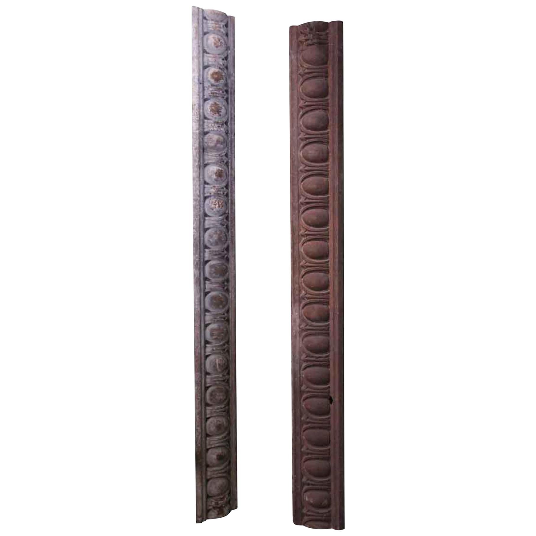1880s Pair of Cast Iron Lintels or Roof Trim with Egg and Dart Design