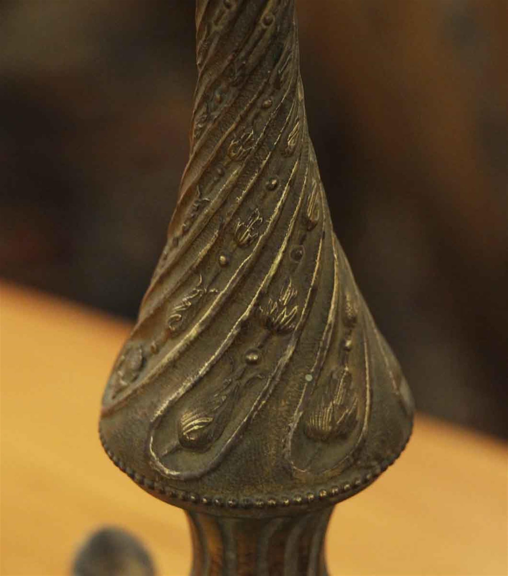 1880s Pair Solid Bronze 6 Arm Ornate Candelabras Heron Bird Details For Sale 1