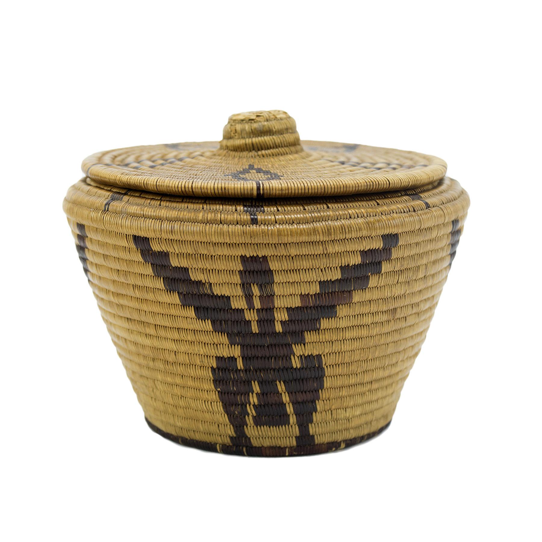 American 1880s Panamint Lidded Basket For Sale