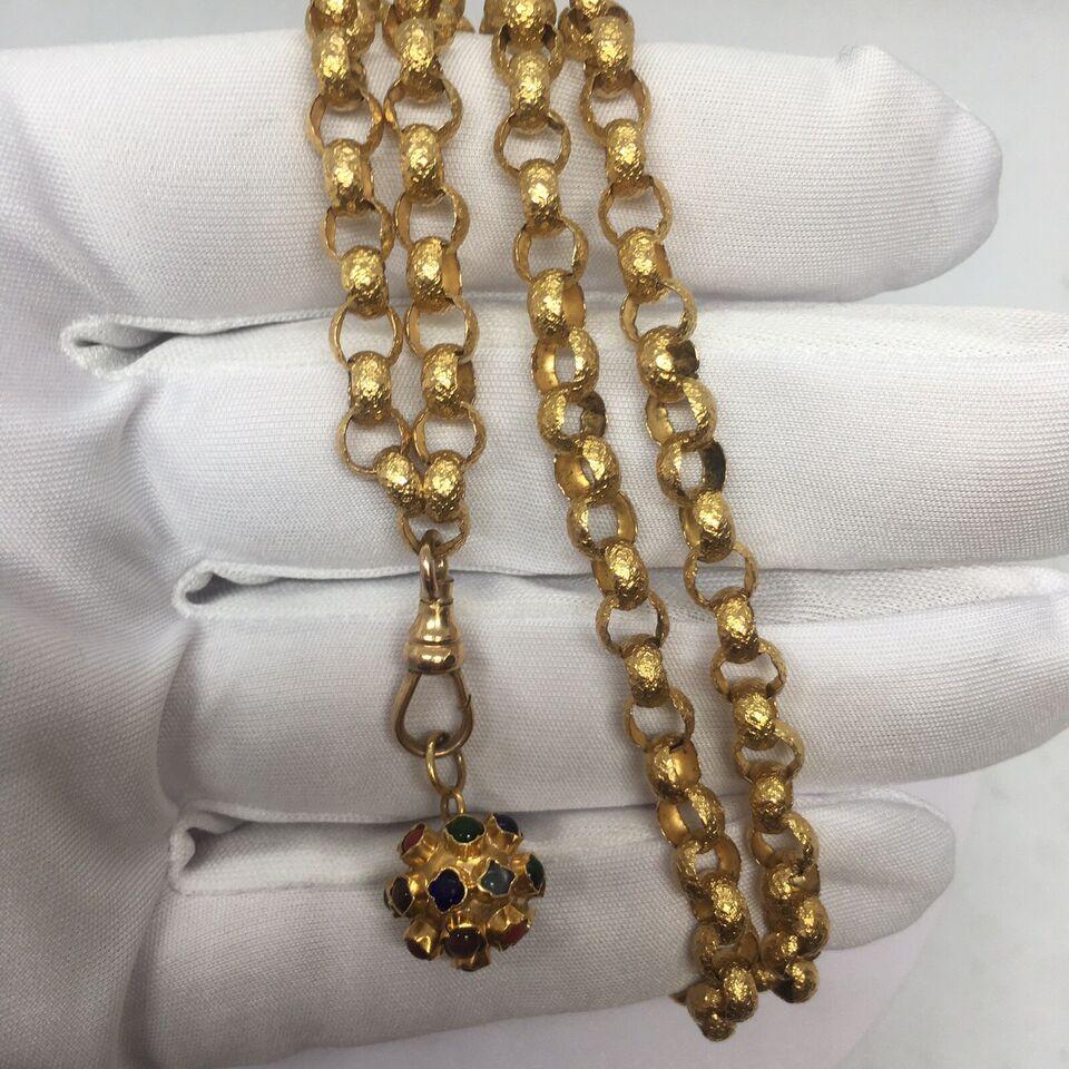 Antique Georgian era 14k Gold Patterned Belcher Chain Necklace 
25 inch 
23.1 Gram
Rare Sample of Antique Etruscan revival circa 1840s, post Civil War, Chain, 25 inch original Late Gorgian era hand made, all tested close to 14k Yellow Gold