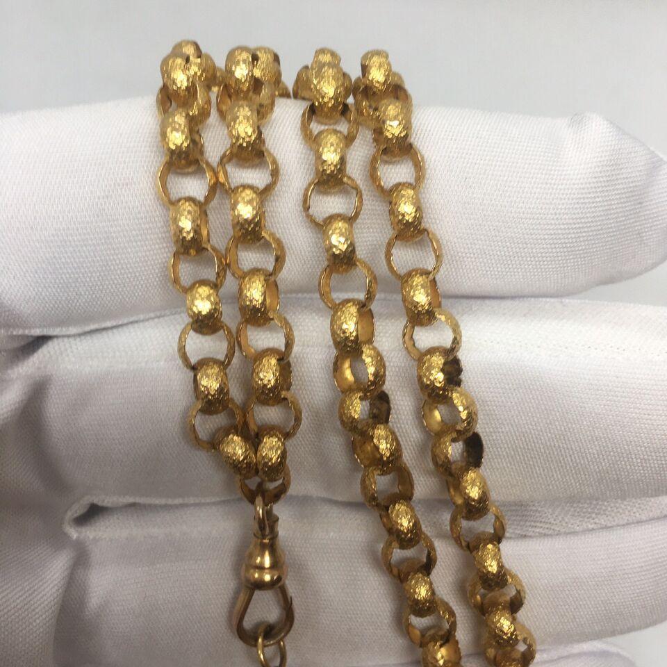Antike georgianische 14k Gold gemusterte Gürtelkette Halskette 25 Zoll 23,1 Gramm (Georgian) im Angebot