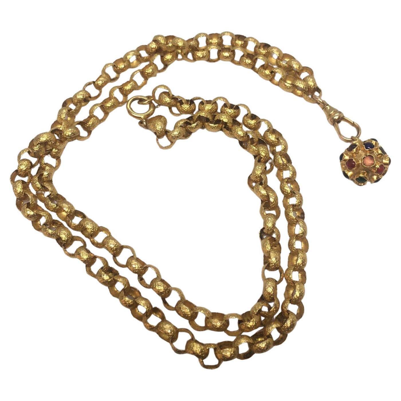 Old Hand Chain Antique Georgian era 14k Gold Patterned Belcher Chain Necklace 25 inch ...