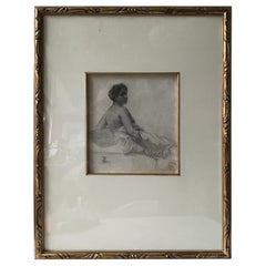 Disegno a matita di una donna seduta di Paul Albert BESNARD del 1880