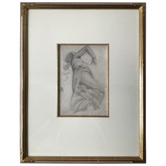 Dessin au crayon d'une femme par Paul Albert Besnard des années 1880