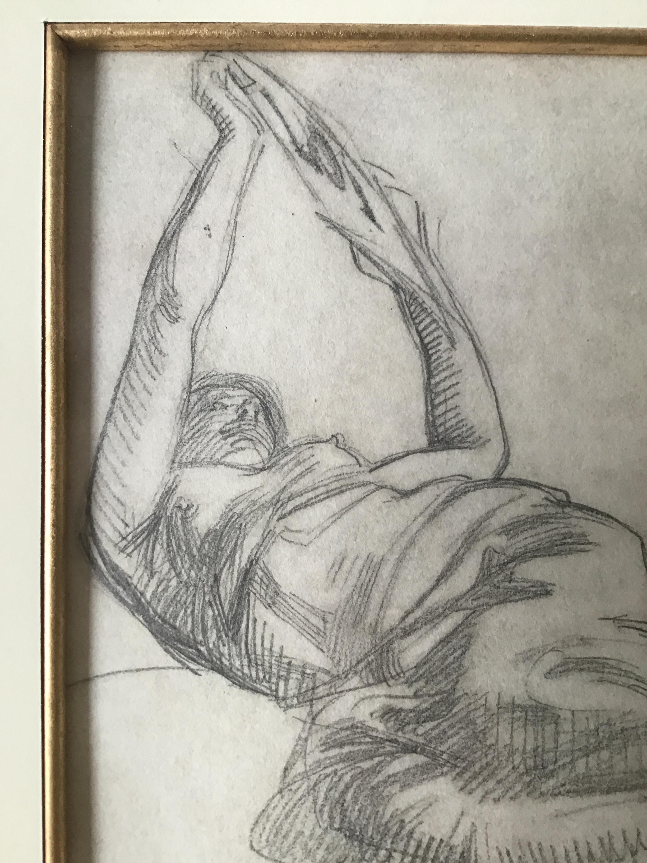 Papier 1880s Paul Albert Besnard Dessin au crayon d'un visage flottant en vente