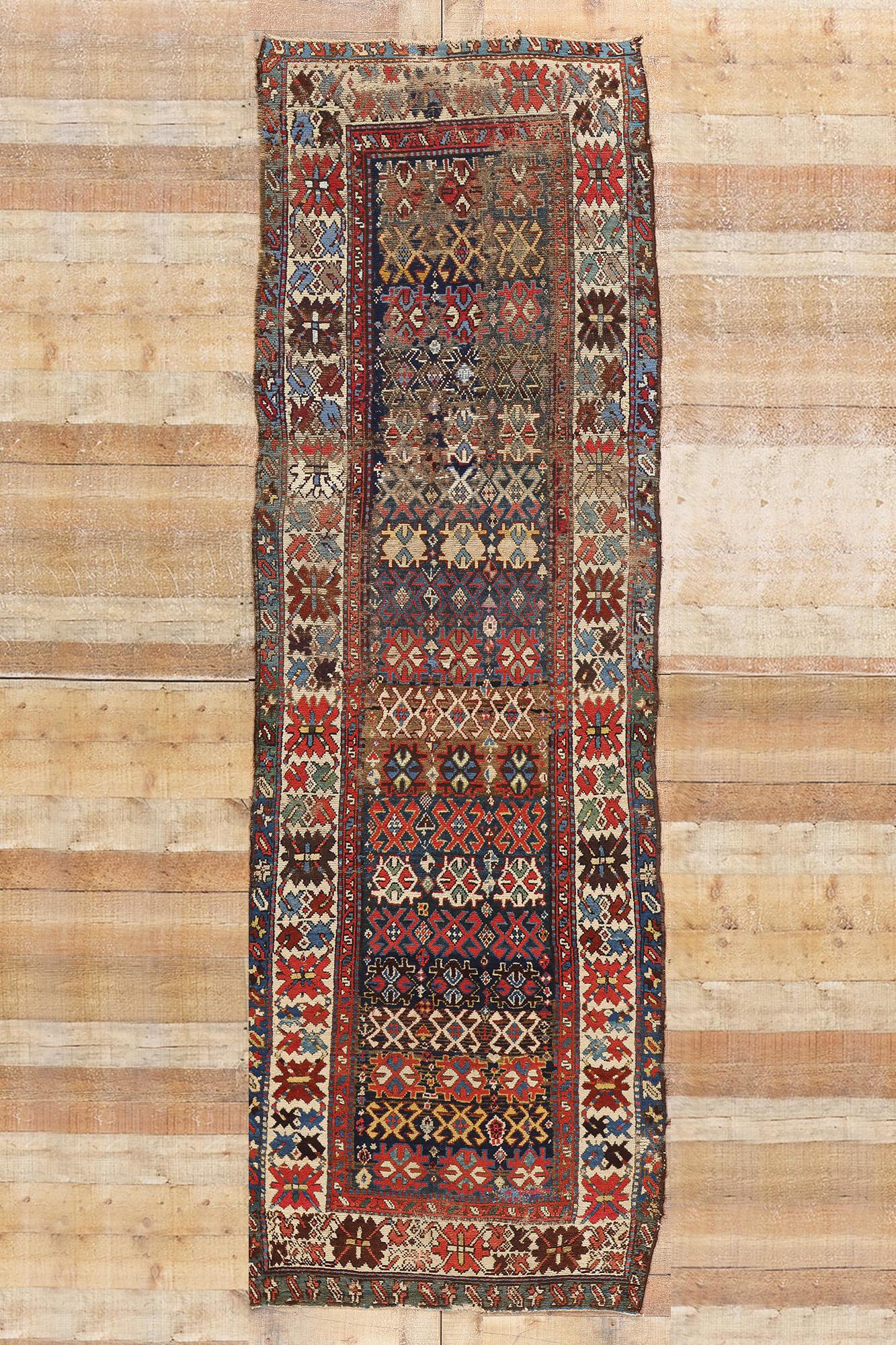 Lana Runner persiano del nord-ovest del 1880 con stile tribale in vendita