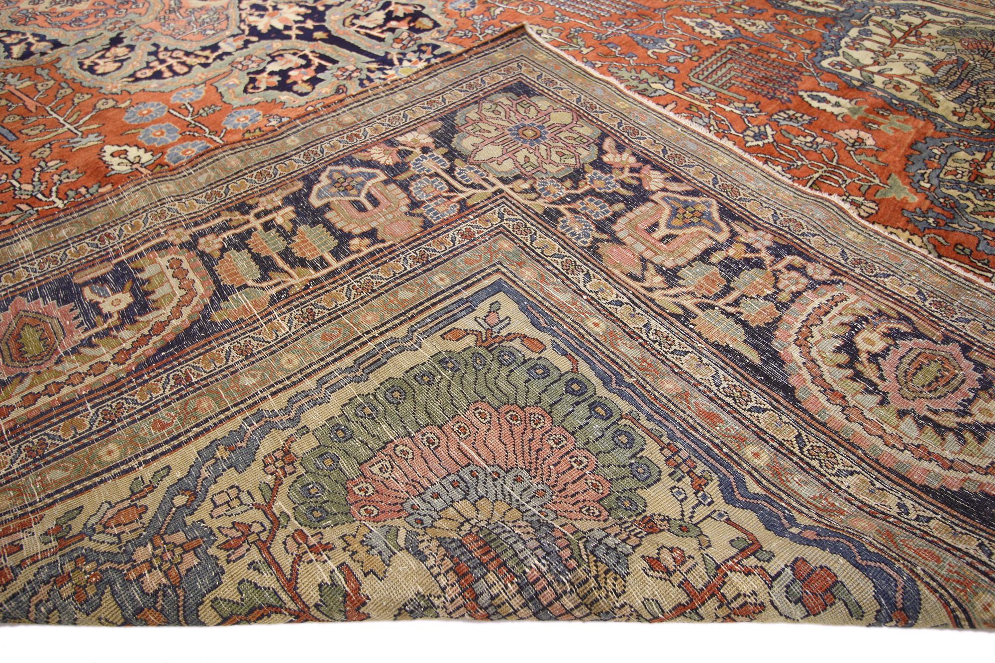 Lana Tappeto persiano Sarouk Farahan del 1880, 09'00 x 13'02 in vendita