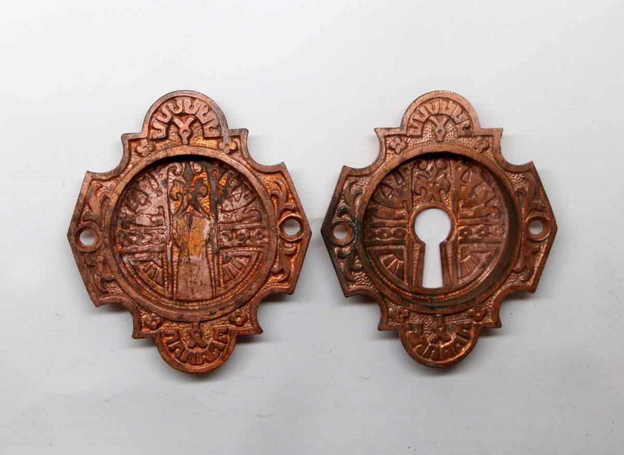 Aesthetic Movement 1880s Pocket Door Aesthetic Corbin Mortise Lock Set