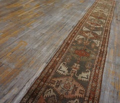 1880s Primitive Large Scale Antique Serapi Carpet 2'8" x 17'4" Wool Rug Runner