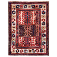 1880s Red Blue Ivory Tribal Tree Antique Caucasian Kazak Rug 4
6"x5
8" Carpet