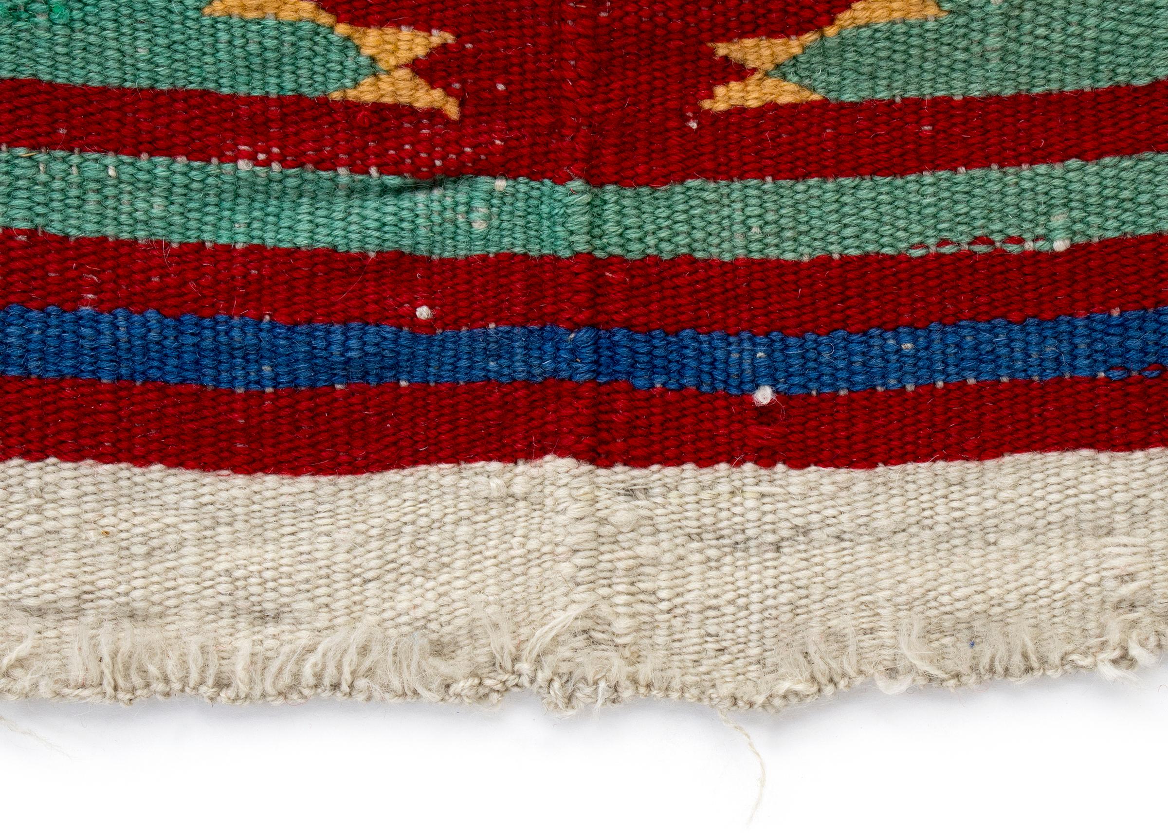 Wool Rio Grande Serape, 1880s Saltillo, Germantown Yarns Diamond Pattern, Red Green For Sale