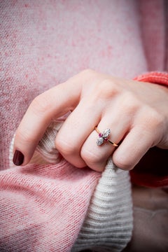 1880s Ruby and marquise-cut diamond ring - A.Tillander