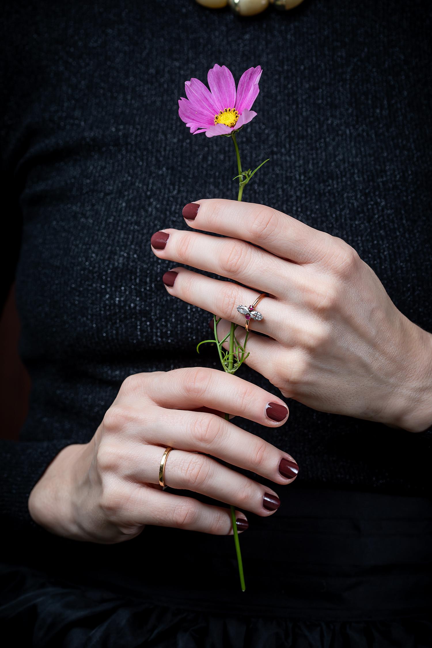 marquise cut ruby and diamond ring