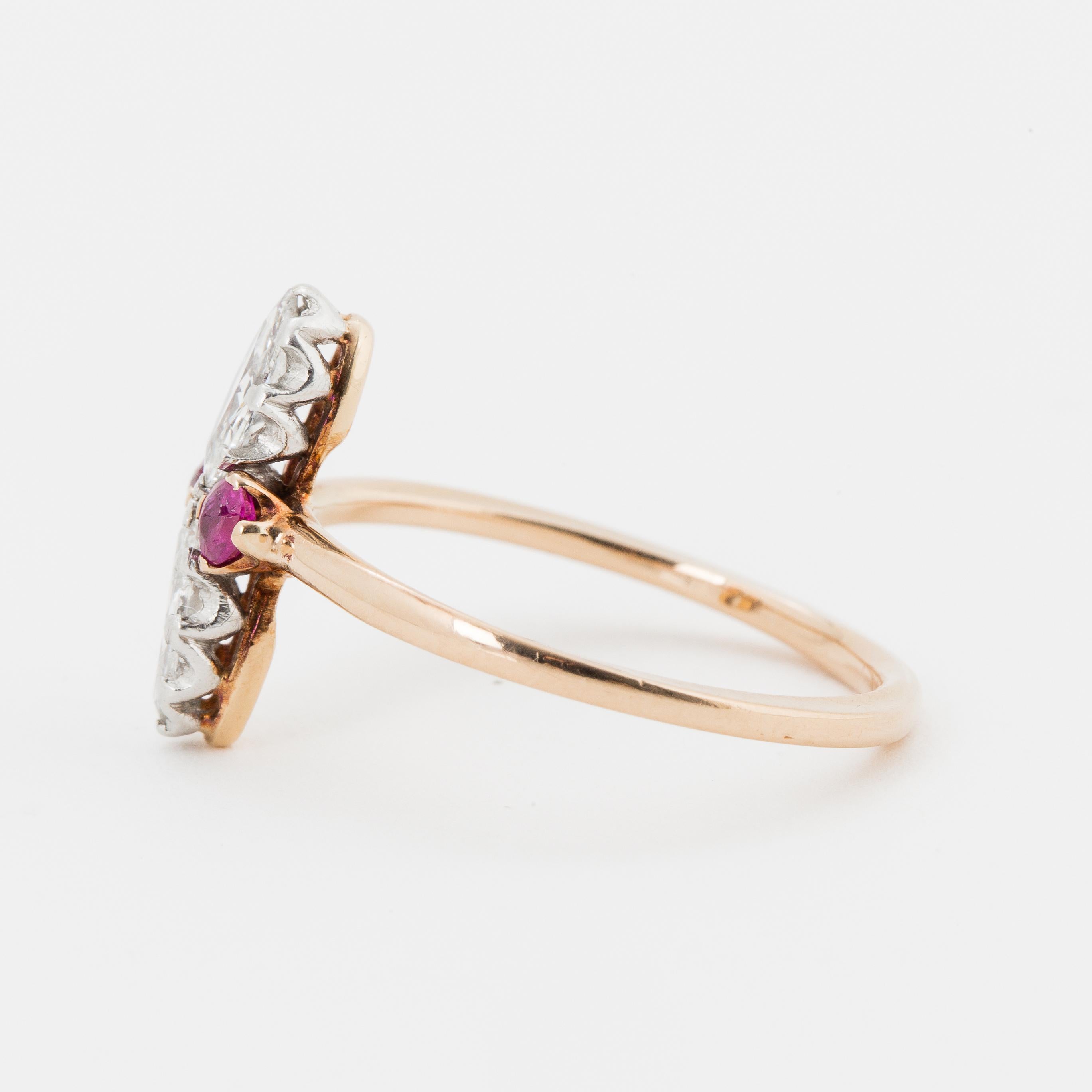 Women's 1880s Ruby and marquise-cut diamond ring - A.Tillander