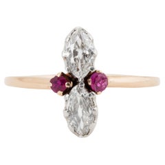 Antique 1880s Ruby and marquise-cut diamond ring - A.Tillander