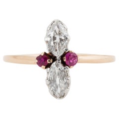 1880er Rubin und Diamantring im Marquiseschliff - A.Tillander