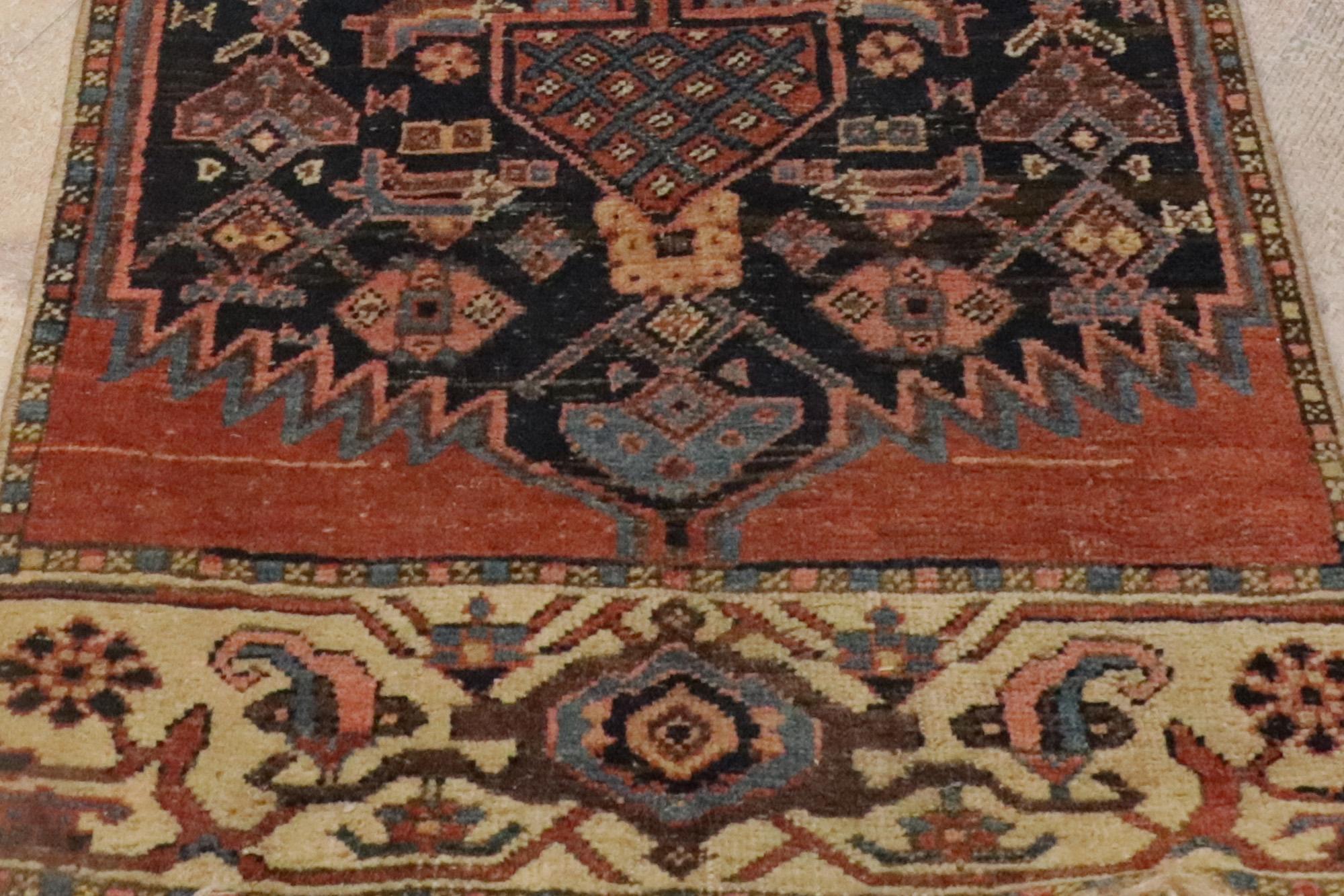 Hand-Knotted Late 19th Century 1880's Antique Persian Bijar Carpet with Traditional Style For Sale