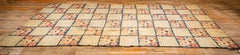 1880s Rustic Blue Ground Modern Geometric Folk Art Antique American Hooked Rug