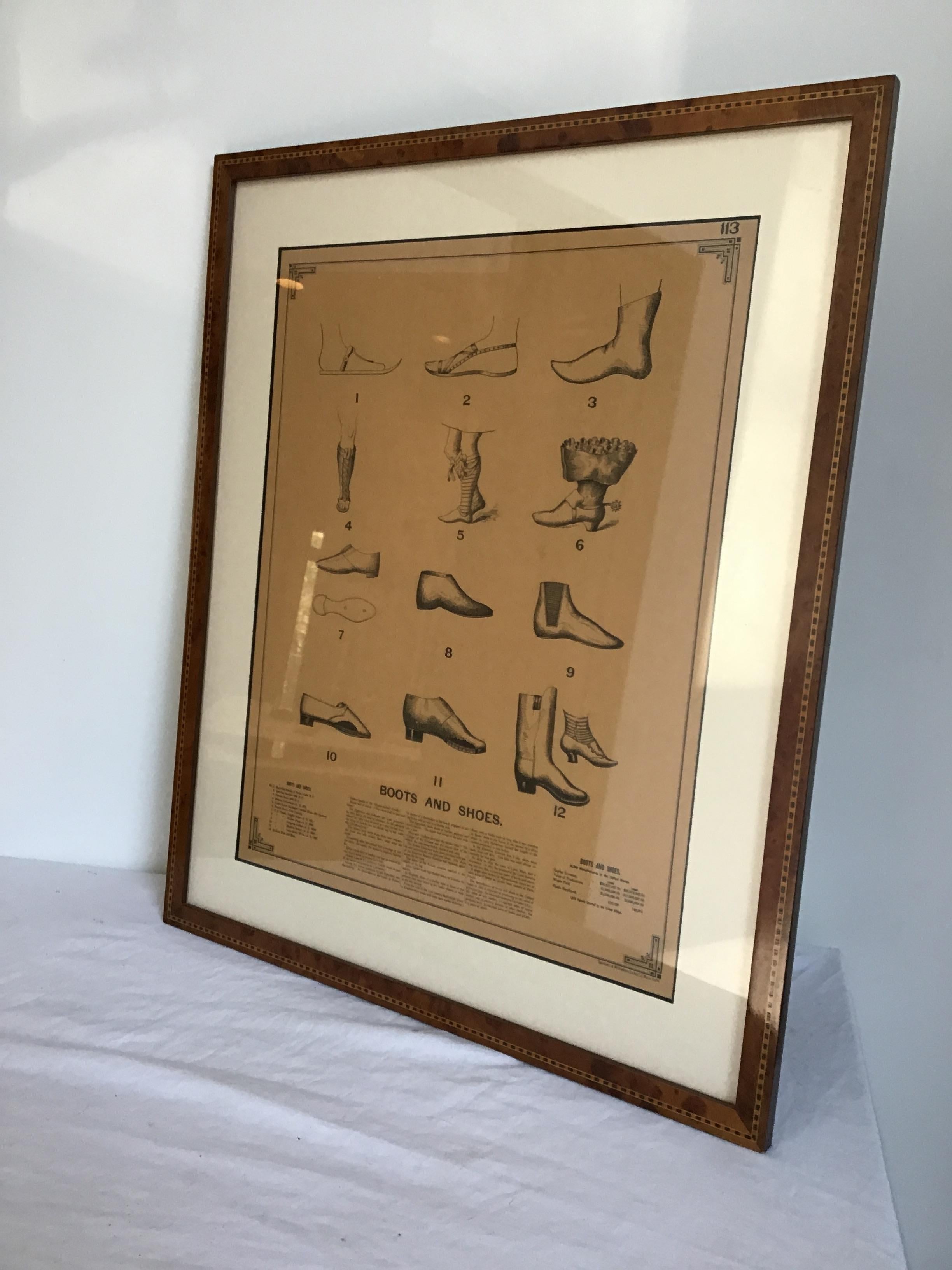Stampa della descrizione delle scarpe del 1880 In condizioni buone in vendita a Tarrytown, NY