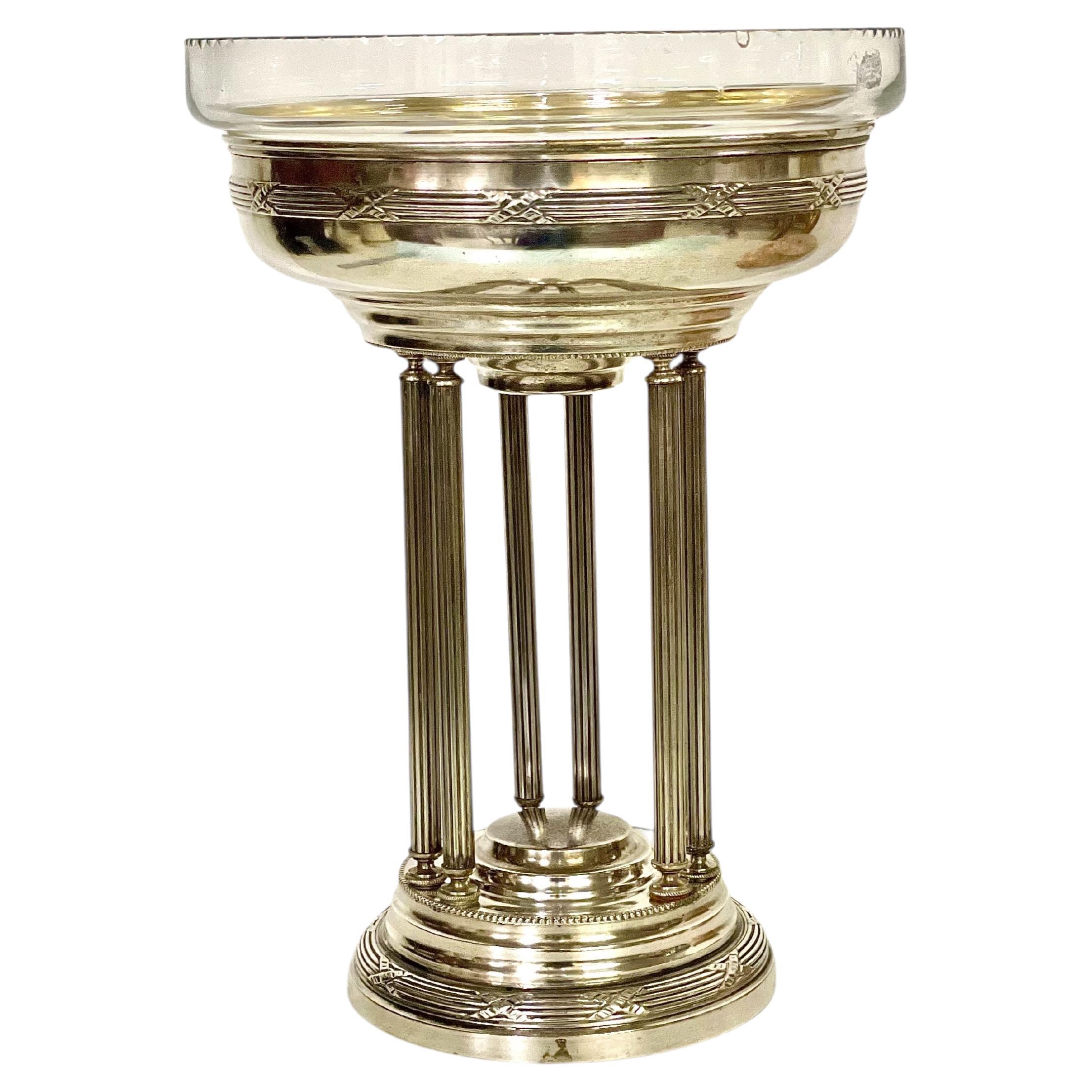 Centrotavola in cristallo e placcato argento del 1880