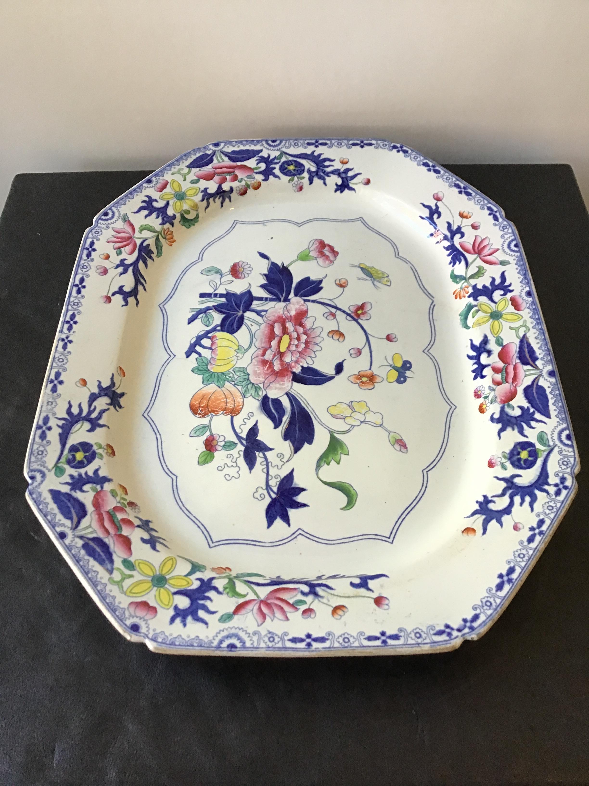 1880s Stone China Platter In Good Condition For Sale In Tarrytown, NY