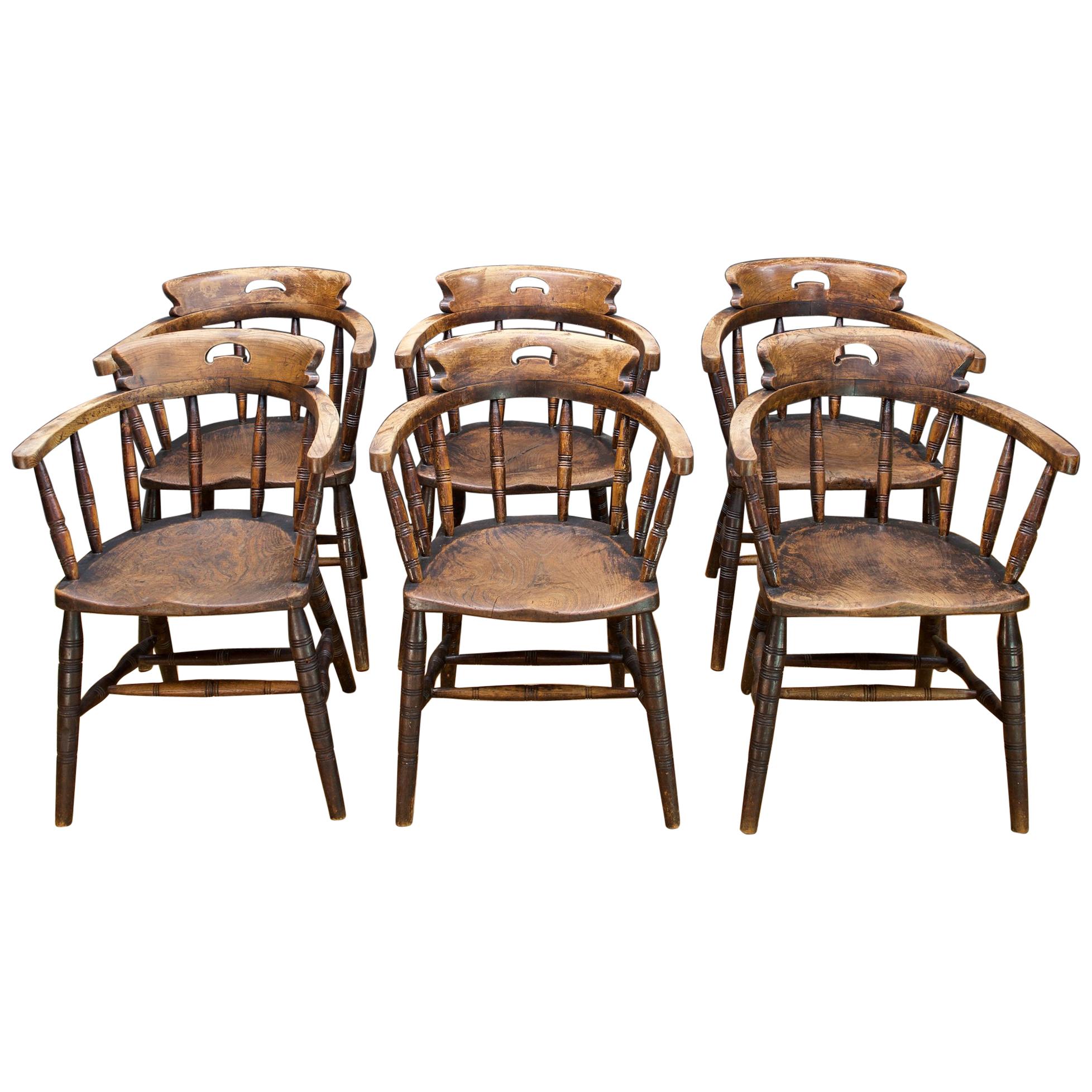 1880s Tavern Dining Chairs Pirate Captains Six Farmhouse Rustic Colonial Craft 