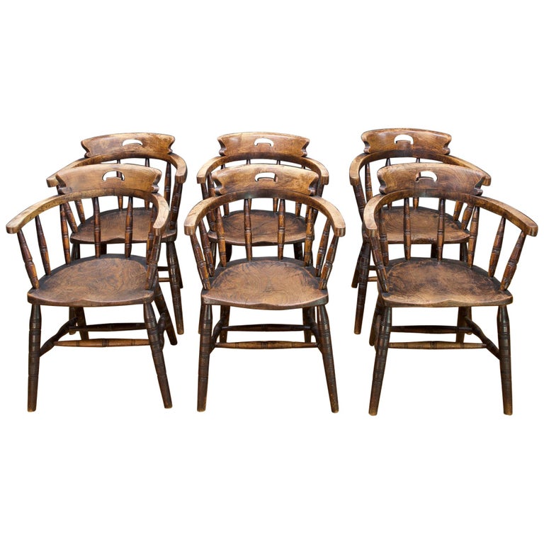 1880s Tavern Dining Chairs Pirate Captains Six Farmhouse Rustic