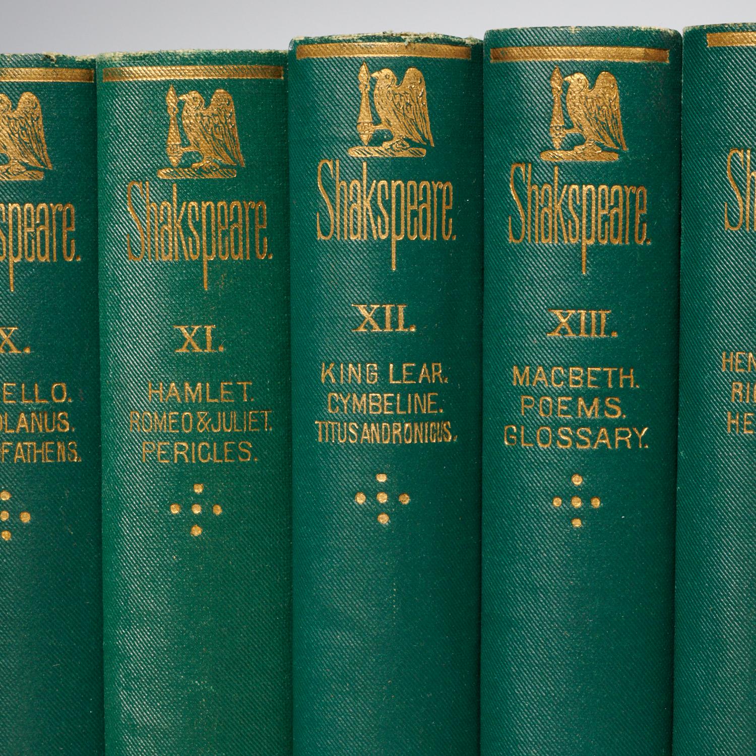 Art Nouveau 1880's Handy-Volume Set of Shakespeare's Works in Thirteen Volumes