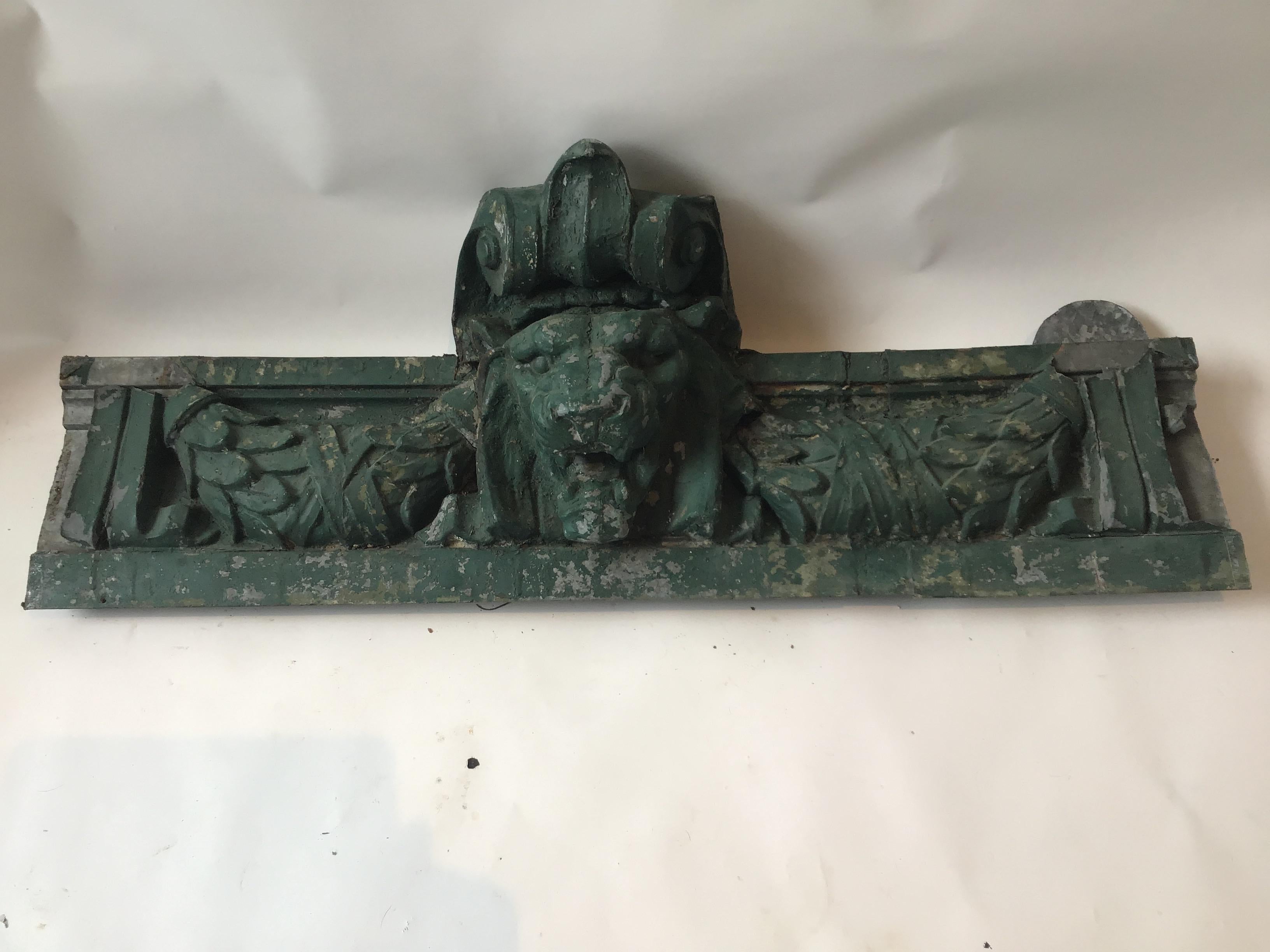 1880s Tin Architectural Building Piece with Lion Face 10